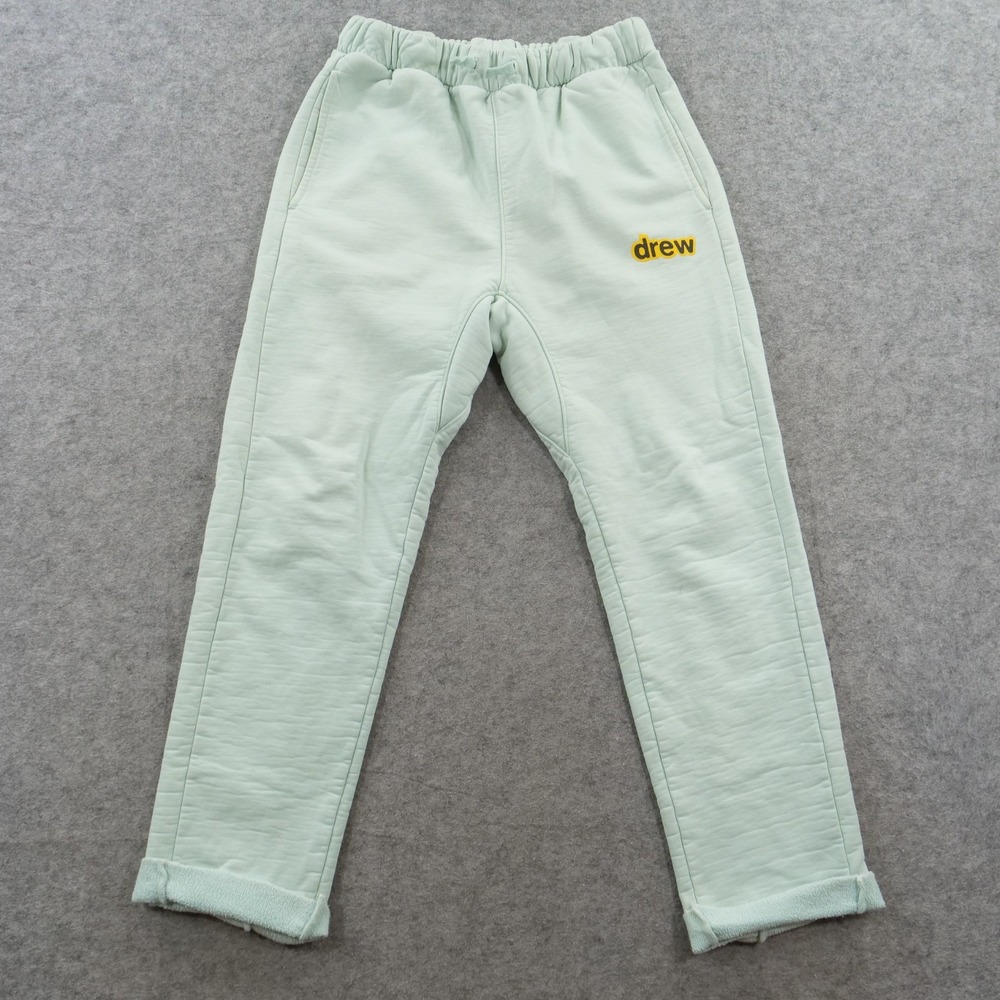 Drew House Joggers Sweatpants Mens Green Fleece Logo Streetwear Elastic Waist